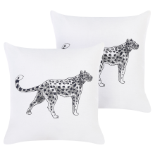 Set of 2 Decorative Cushions MARULA 45 x 45 cm Cotton White Animal Pattern