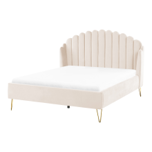 Bed Velvet AMBILLOU 140 x 200 cm (EU Double) Light Beige