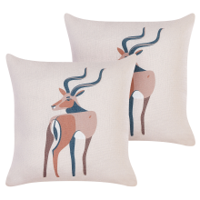 Set of 2 Decorative Cushions ABAL 45 x 45 cm Beige Animal Pattern