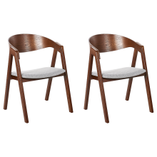 Set of 2 Dining Chairs YUBA Wood Light Grey
