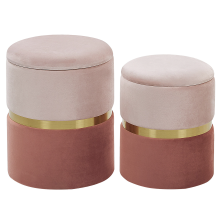 Set of 2 Storage Pouffes WICHITA Velvet Pink