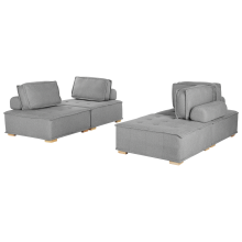 Modular Living Room Set 4 Seater TIBRO Fabric Grey