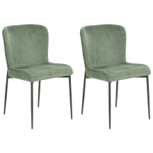 Set of 2 Dining Chairs ADA Fabric Dark Green
