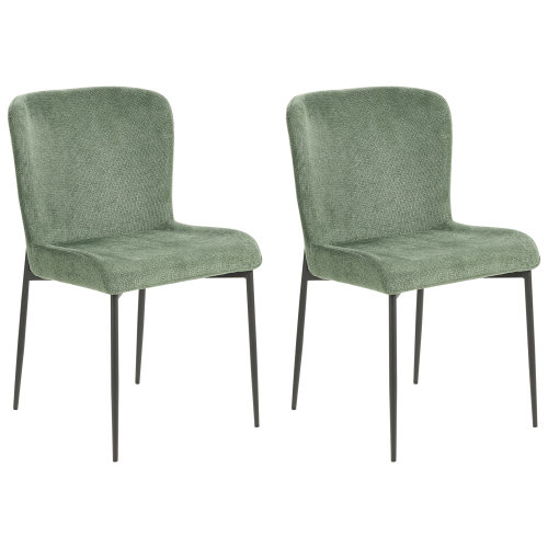 Beliani Set of 2 Dining Chairs ADA Fabric Dark Green