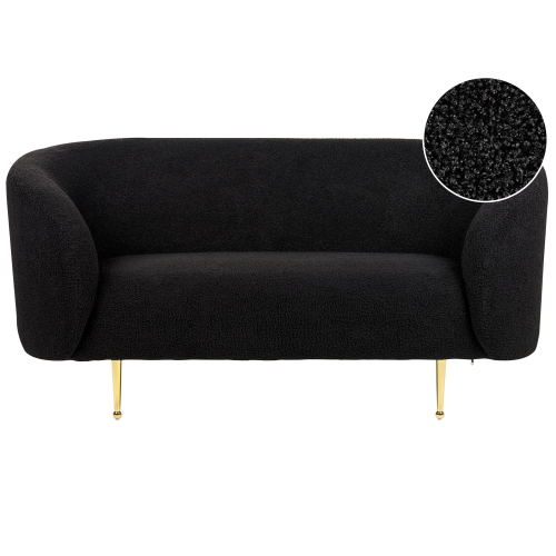 Beliani Sofa 2 Seater LOEN Boucle Black
