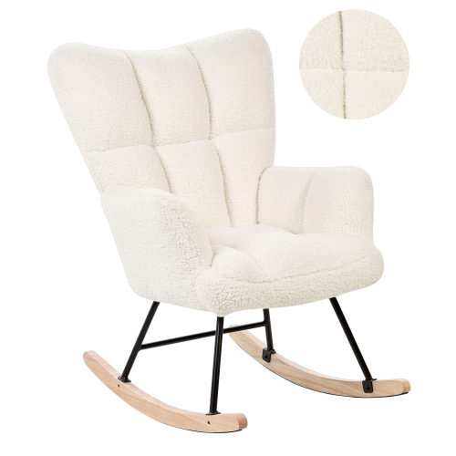 Beliani Rocking Chair OULU Boucle White