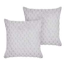 Set of 2 Decorative Cushions PURSLANE 43 x 43 cm Faux Fur Light Grey Geometric Pattern