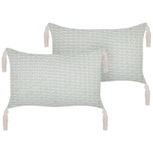 Set of 2 Decorative Cushions HAKONE 45 x 25 cm Mint Green Geometric Pattern