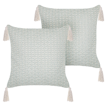 Set of 2 Decorative Cushions HAKONE 42 x 42 cm Mint Green Geometric Pattern