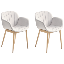 Set of 2 Dining Chairs ALICE Fabric Light Grey