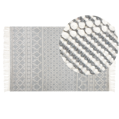 Beliani Rug SOLHAN Grey Beige 160 x 230 cm Wool