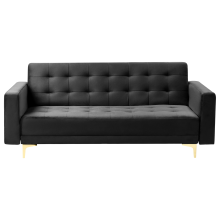 Sofa Bed 3 Seater ABERDEEN Velvet Black