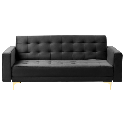 Beliani Sofa Bed 3 Seater ABERDEEN Velvet Black
