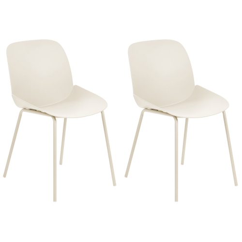 Beliani Set of 2 Dining Chairs MILACA Beige