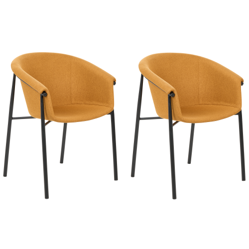 Beliani Set of 2 Dining Chairs AMES Fabric Orange