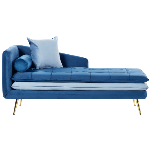 Beliani Left-Hand Chaise Longue GONESSE Velvet Blue