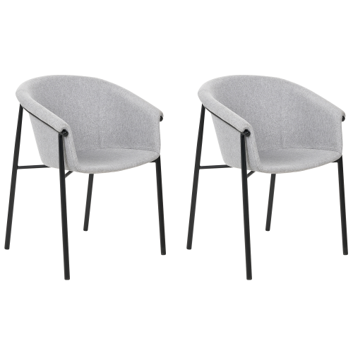 Beliani Set of 2 Dining Chairs AMES Fabric Light Grey