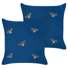 Set of 2 Decorative Cushions TALINUM 45 x 45 cm Velvet Blue Animal Pattern