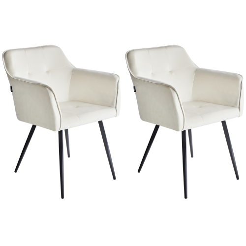 Beliani Set of 2 Dining Chairs JASMIN Velvet Light Beige