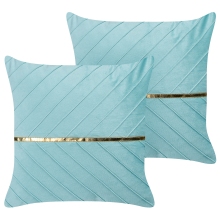 Set of 2 Decorative Cushions CONEFLOWER 45 x 45 cm Light Blue Striped