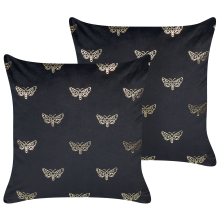 Set of 2 Decorative Cushions YUZURI 45 x 45 cm Velvet Black Animal Pattern