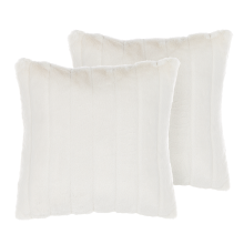 Set of 2 Decorative Cushions PUMILA 45 x 45 cm Faux Fur White Solid