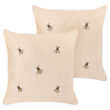Set of 2 Decorative Cushions TALINUM 45 x 45 cm Velvet Beige Animal Pattern
