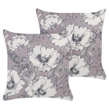 Set of 2 Decorative Cushions SOPHORA 45 x 45 cm Grey Floral Pattern