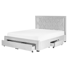 Bed with Storage Drawers LIEVIN Velvet Light Grey 160 x 200 cm (EU King Size)