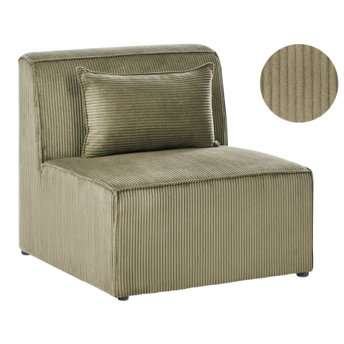 Beliani 1-Seat Section LEMVIG Corduroy Green