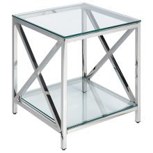 Side Table AUDET Tempered Glass Silver