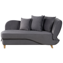 Right-Hand Chaise Longue MERI with Storage Velvet Dark Grey