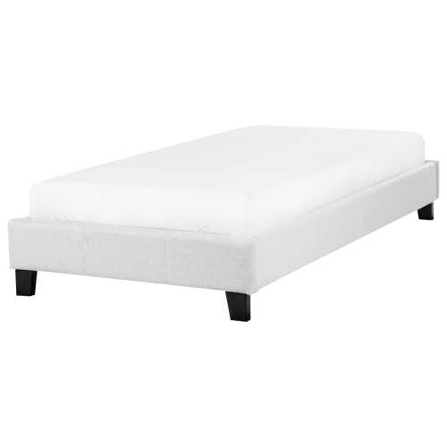 Beliani Bed without Headboard Fabric ROANNE 90 x 200 cm (EU Single) Light Grey
