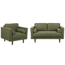 Living Room Set 3 Seater NURMO Fabric Dark Green