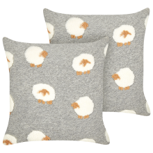Set of 2 Decorative Cushions EINADIA 45 x 45 cm Grey