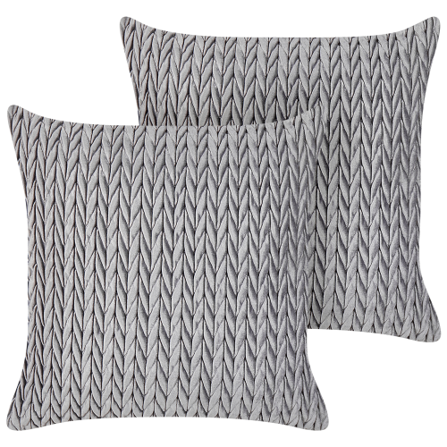 Beliani Set of 2 Decorative Cushions ECLIPTA 45 x 45 cm Grey Solid