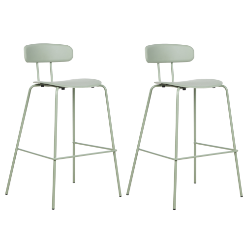 Beliani Set of 2 Bar Chairs SIBLEY Light Green