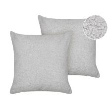 Set of 2 Decorative Cushions LEUZEA 45 x 45 cm Boucle Grey Solid