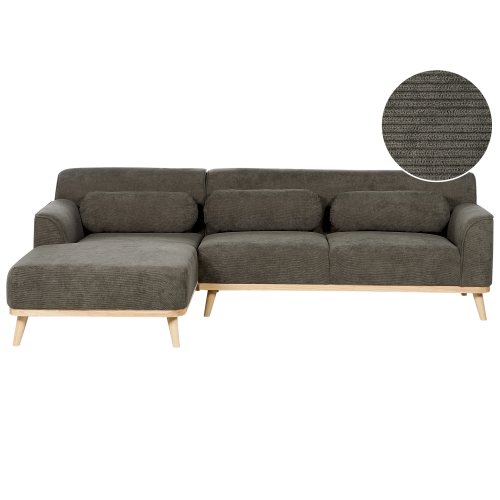 Beliani Corner Sofa SIMOS Corduroy Dark Green Right Hand