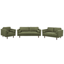 Living Room Set 6 Seater NURMO Fabric Dark Green