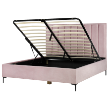 Ottoman Bed SEZANNE Velvet Pink 180 x 200 cm (EU Super King)