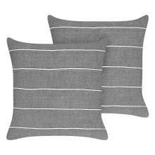 Set of 2 Decorative Cushions MILAS 50 x 50 cm Linen Grey Striped