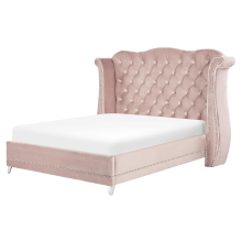 Bed Velvet AYETTE 180 x 200 cm (EU Super King) Pastel Pink