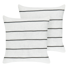 Set of 2 Decorative Cushions MILAS 50 x 50 cm Linen Black/ White Striped