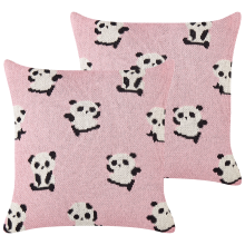 Set of 2 Decorative Cushions TALOKAN 45 x 45 cm Cotton Pink