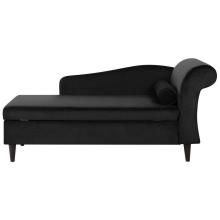 Right-Hand Chaise Longue LUIRO with Storage Velvet Black