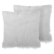 Set of 2 Decorative Cushions DAISY 45 x 45 cm Faux Fur Light Beige Solid