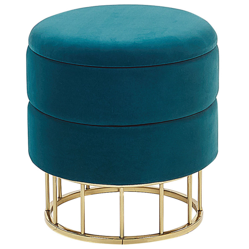 Beliani Storage Pouffe ELGIN Velvet Teal