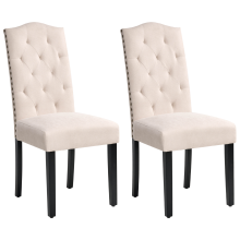 Set of 2 Dining Chairs SHIRLEY Fabric Light Beige