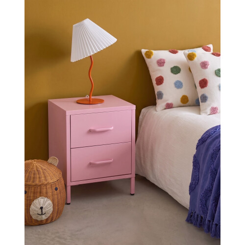 Beliani 2 Drawer Bedside Table MALAVI Metal Pink 2